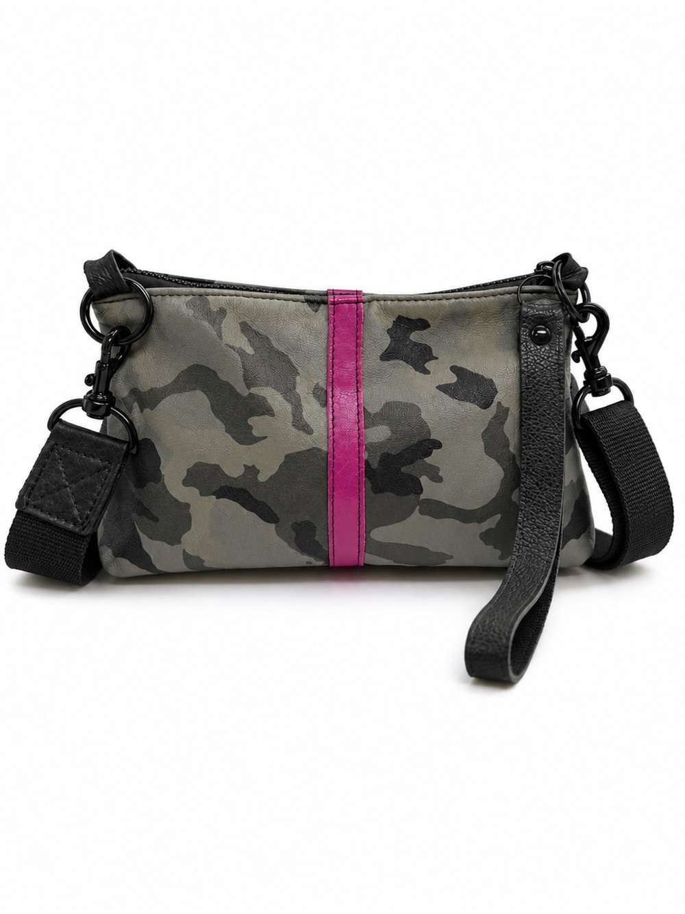 Lynn Tallerico Gray Camo Leather Wristlet Crossbody Bag - Picture 4 of 7